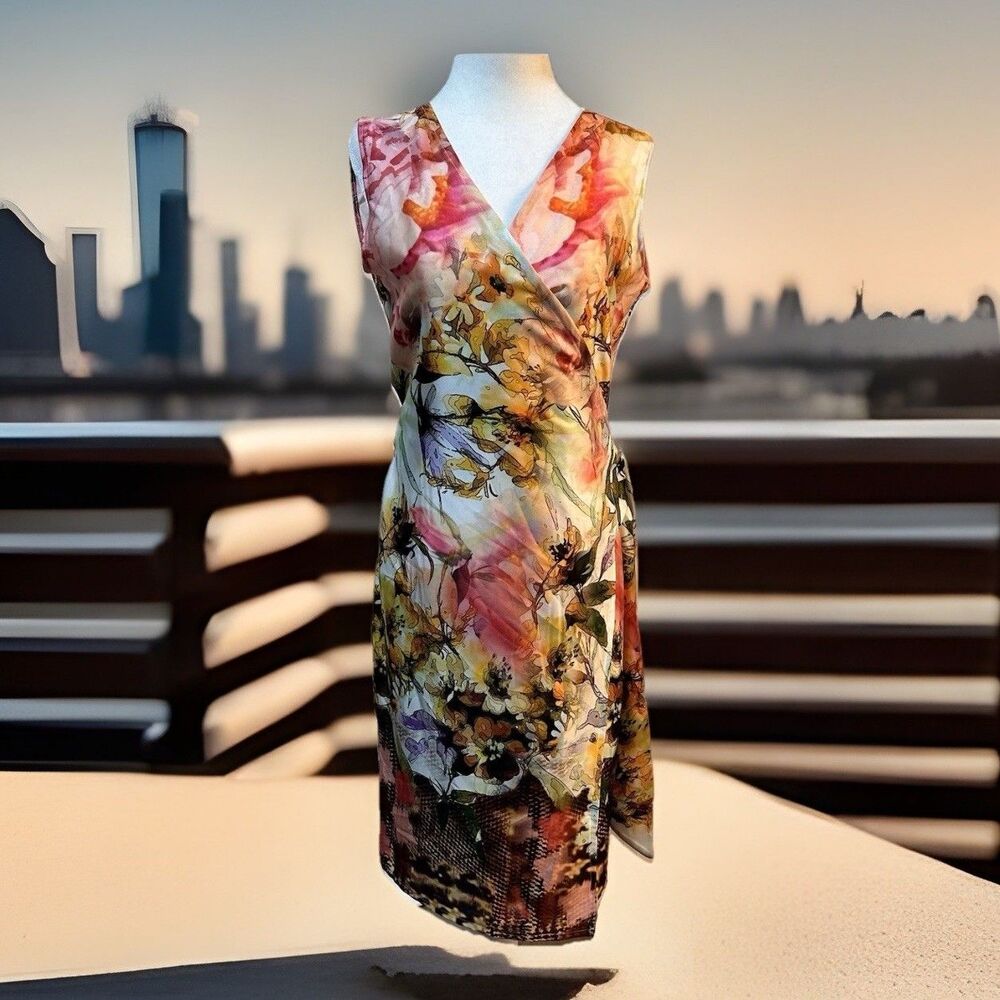 Caryna Nina Haute Couture Unique Design Floral Wrap Dress Whimsical Beach Summer